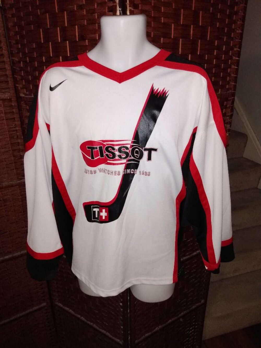 Vintage Nike Tissot Swiss Watches Hockey Jersey Large Switzerland Shirt